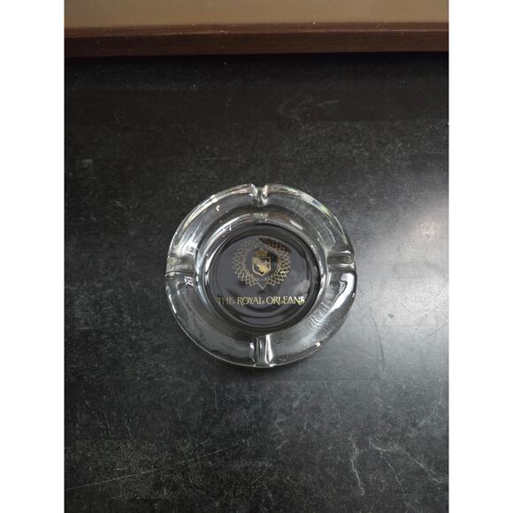 Vintage The Royal Orleans Hotel Glass Advertising Ashtray 4.5" 4-Post Design - Picture 1 of 5